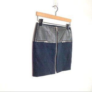 THE KOOPLES Womens Size 6 Skirt Black Leather Lambskin Yoke Lined Mini Skirt